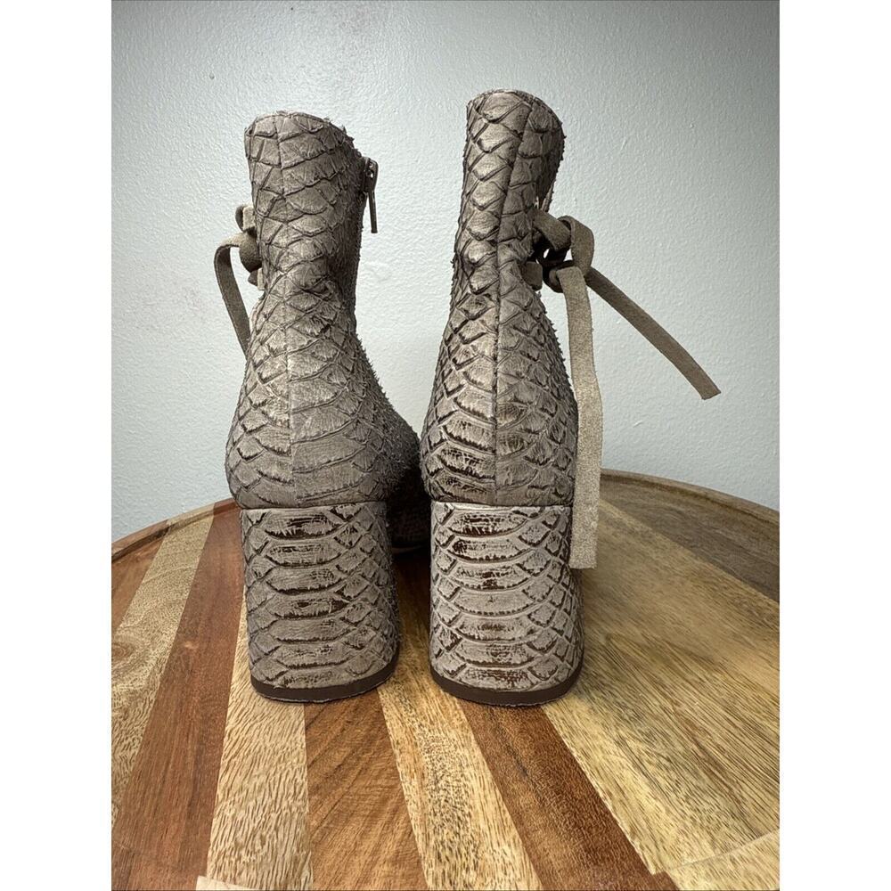 Agl Bootie Zip Up Snakeskin Pattern Block Heel Si… - image 4